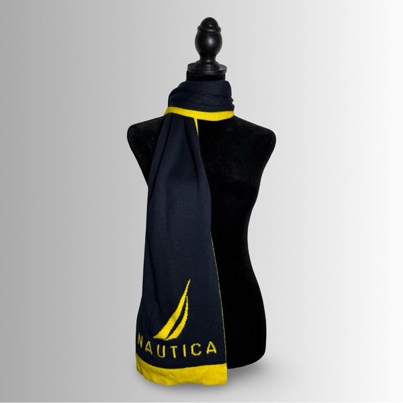 Nautica Unisex Navy Blue & Yellow Scarf, Soft, Ultra Long! - Picture 2 of 4